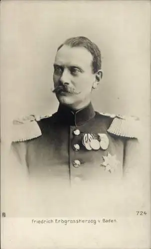 Ak Friedrich, Erbgroßherzog von Baden, Portrait, Uniform