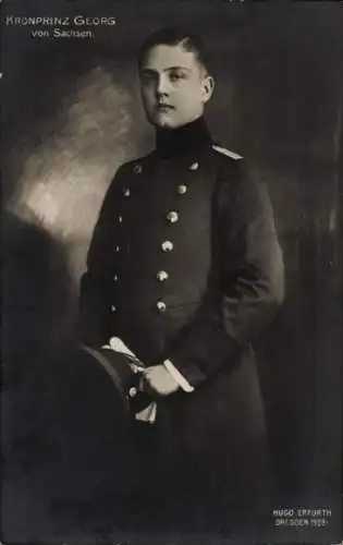 Ak Kronprinz Georg von Sachsen, Jugendportrait in Uniform