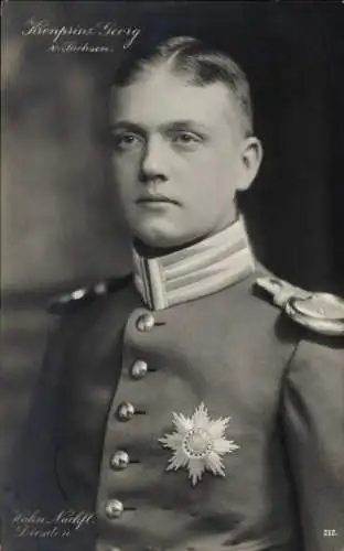 Ak Kronprinz Georg von Sachsen, Jugendportrait in Uniform