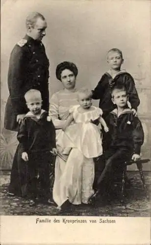 Ak Kronprinz von Sachsen, Friedrich August III., Prinzessin Luise von Österreich Toskana, Prinzen