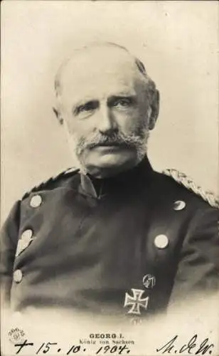 Ak König Georg I. von Sachsen, Portrait in Uniform, EK, NPG 266-35