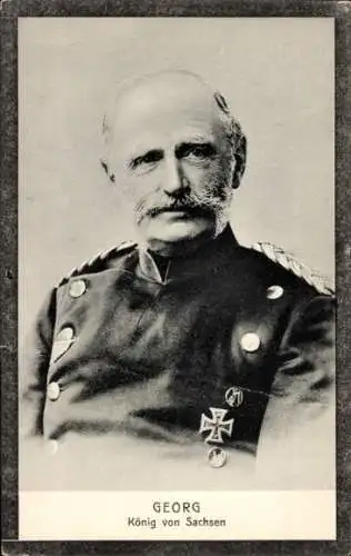 Ak König Georg I. von Sachsen, Portrait, Trauerkarte zum Tod