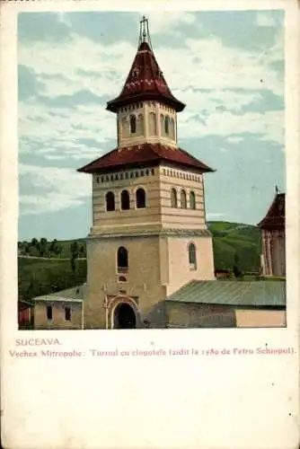 Ak Suceava Suczawa Rumänien, Glockenturm, Kirche