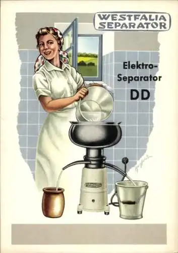 Künstler Ak Werbung, Westfalia-Separator, Elektro-Separator DD, Milch