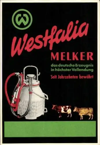 Ak Werbung, Westfalia-Melker, Kühe, Milch