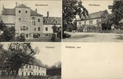 Ak Raitzen Naundorf in Sachsen, Forsthaus, Herrenhaus, Gasthof