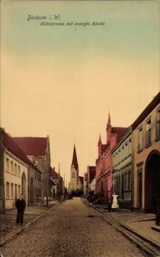 Ak Beckum in Westfalen, Hühlstraße, evangelische Kirche