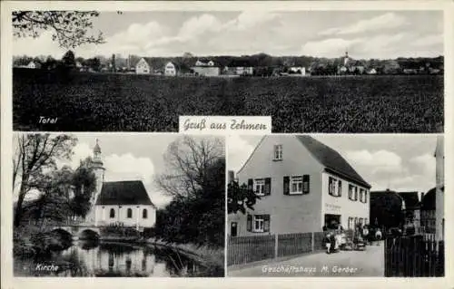 Ak Zehmen Espenhain Sachsen, Kirche, Geschäftshaus M. Gerber