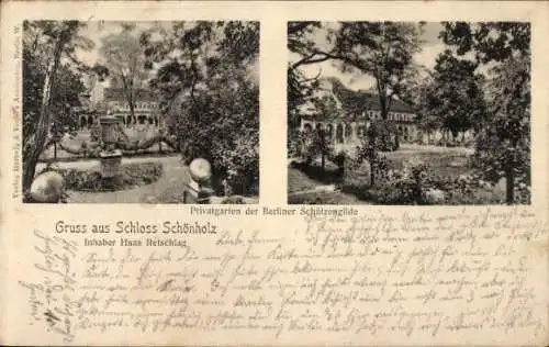 Ak Berlin Pankow Niederschönhausen Schönholz, Schloss, Privatgarten der Berliner Schützengilde