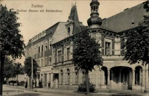 Ak Trebbin im Kreis Teltow Fläming, Berliner Straße, Schützenhaus