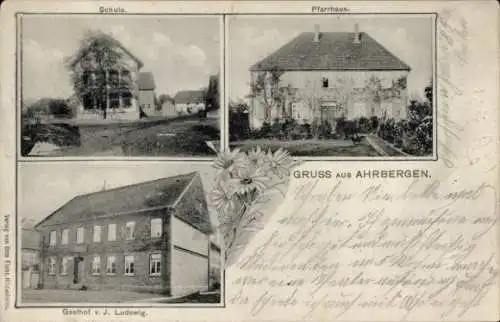 Ak Ahrbergen Giesen in Niedersachsen, Schule, Pfarrhaus, Gasthof