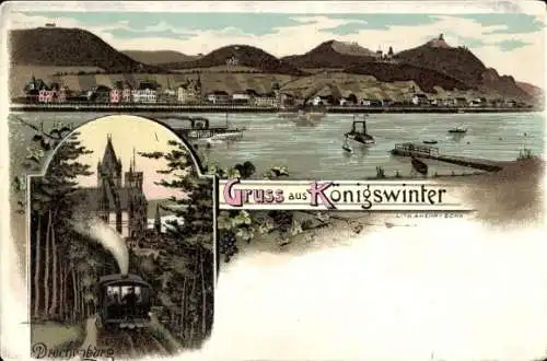 Litho Königswinter am Rhein, Drachenburg