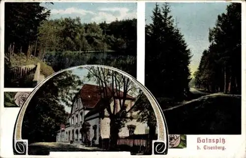 Ak Hainspitz Thüringen, Teichpartie, Waldpartie, Gasthaus am See