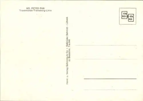 Ak Fährschiff MS Peter Pan, Travemünde Trelleborg Linie, TT-Linie