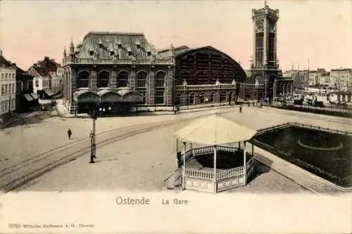 Ak Oostende Ostende Westflandern, Bahnhof