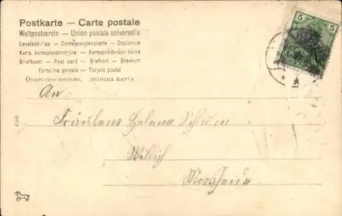 Präge Ak Porträt einer Frau, Glückwunsch, Glücksklee, Anker