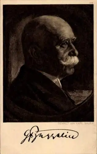 Künstler Ak Bauer, Karl, Ferdinand Graf von Zeppelin, Portrait