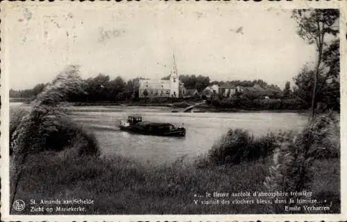 Ak Sint Amands Flandern Antwerpen, Zicht op Mariekerke, le fleuve aureole d'atmosphere tremiere