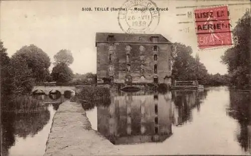 Ak Teille Sarthe, Moulin de Cruce