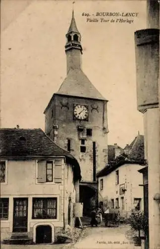 Ak Bourbon Lancy Saône et Loire, Alter Uhrturm