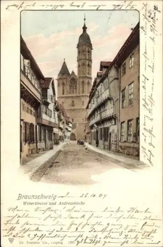 Ak Braunschweig in Niedersachsen, Weberstraße, Andreaskirche