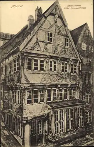 Ak Kiel in Schleswig Holstein, Rosenstraße, Ecke Holstenstraße, Fachwerkhaus
