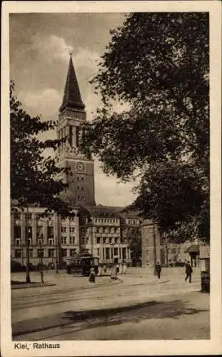 Ak Kiel, Rathaus, Straßenbahn