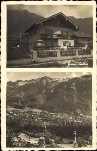 Ak Bad Reichenhall in Oberbayern, Gesamtansicht, Berge, Haus Falbin