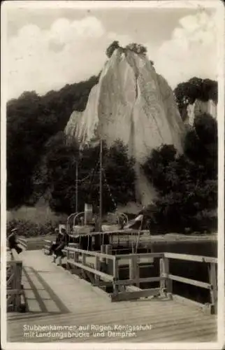 Ak Stubbenkammer Sassnitz auf Rügen, Königstuhl, Landungsbrücke, Dampfer