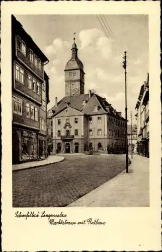 Ak Bad Langensalza Thüringen, Marktstraße mit Rathaus