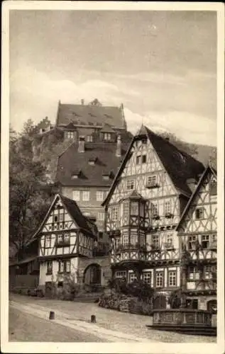 Ak Miltenberg am Main Unterfranken, Marktplatz, Burg, Fachwerkhäuser