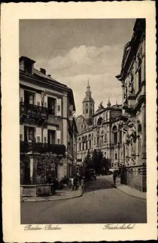 Ak Baden Baden am Schwarzwald, Friedrichsberg, Häuser, Kirchturm