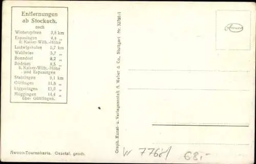 Landkarten Ak Stockach im Hegau Baden, Wahlwies, Überlinger See, Ludwigshafen, Bonndorf, Möggingen