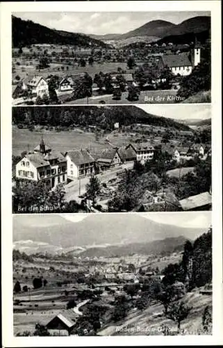 Ak Geroldsau Lichtental Baden Baden, Bei der Kirche, Bei der Schule, Panorama