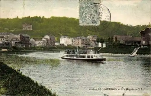 Ak Bas Meudon Hauts de Seine, L'Ile Seguin, Salondampfer