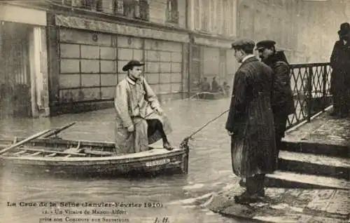 Ak Paris, Hochwasser der Seine 1910, Vicaire de Maison Alfort