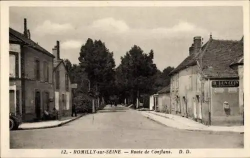 Ak Romilly sur Seine Aube, Route de Conflans