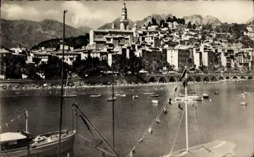 Ak Menton Alpes Maritimes, Blick auf den Hafen und die Stadt