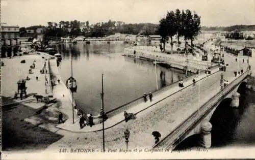 Ak Bayonne Pyrénées Atlantiques, Pont Mayou, Confluent