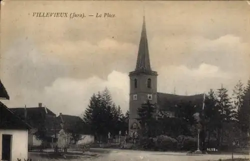 Ak Jura Villevieux, La Place, Kirche