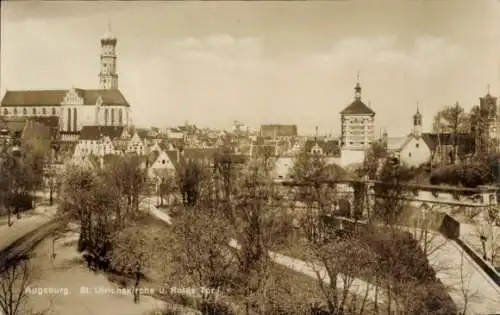 Ak Augsburg in Schwaben, St. Ulrichskirche, Rotes Tor