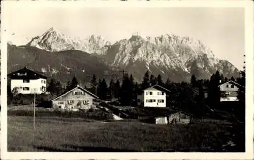 Ak Krün in Oberbayern, Teilansicht, Karwendel