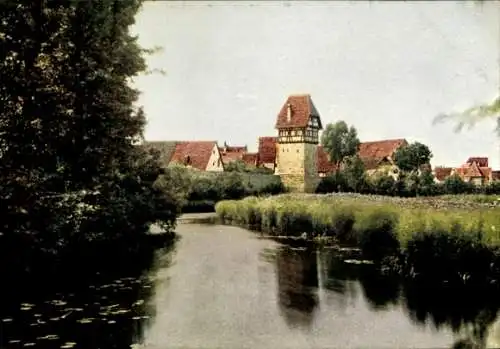 Ak Dinkelsbühl in Mittelfranken, Mühlgraben, Baeuerlinsturm