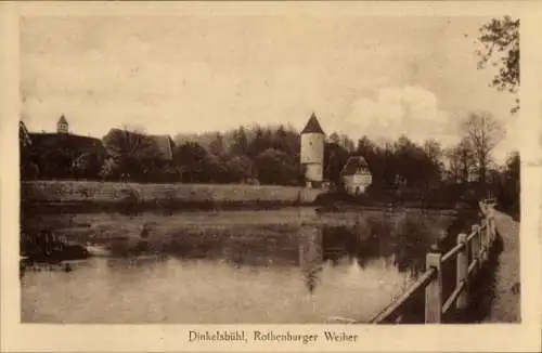 Ak Dinkelsbühl in Mittelfranken, Rothenburger Weiher, Turm