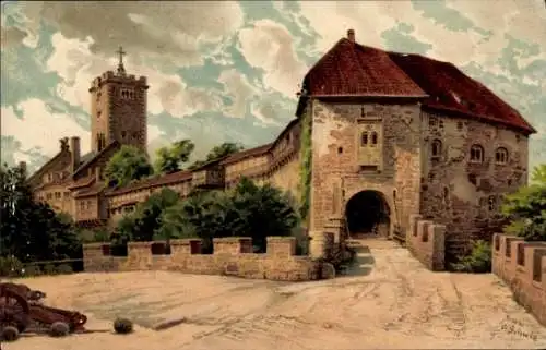 Ak Lutherstadt Eisenach in Thüringen, Wartburg, Blick von Norden, Tor, Turm