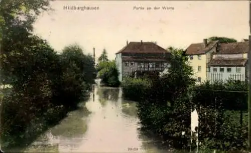 Ak Hildburghausen in Thüringen, Werra, Fachwerkhaus, Teilansicht