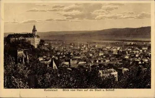 Ak Rudolstadt in Thüringen, Schloss Heidecksburg, Blick vom Hain