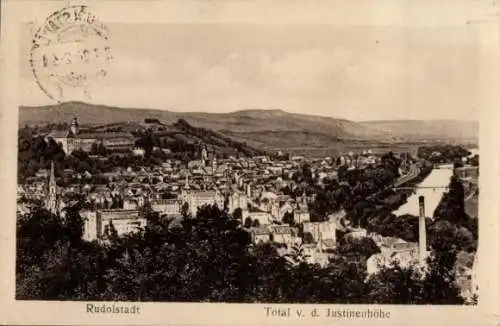 Ak Rudolstadt in Thüringen, Blick von der Justinshöhe