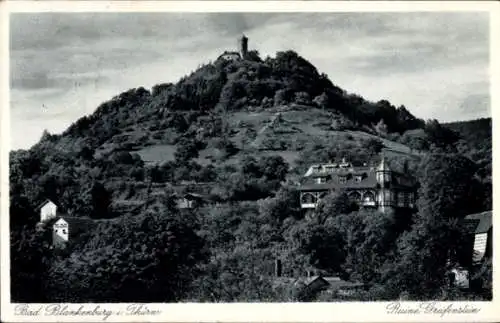 Ak Bad Blankenburg in Thüringen, Blick von Hotel Schellhorn auf Ruine Greifenstein