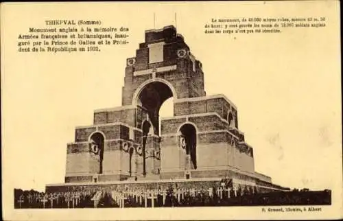 Ak Authuille Somme, Mémorial de Thiepval